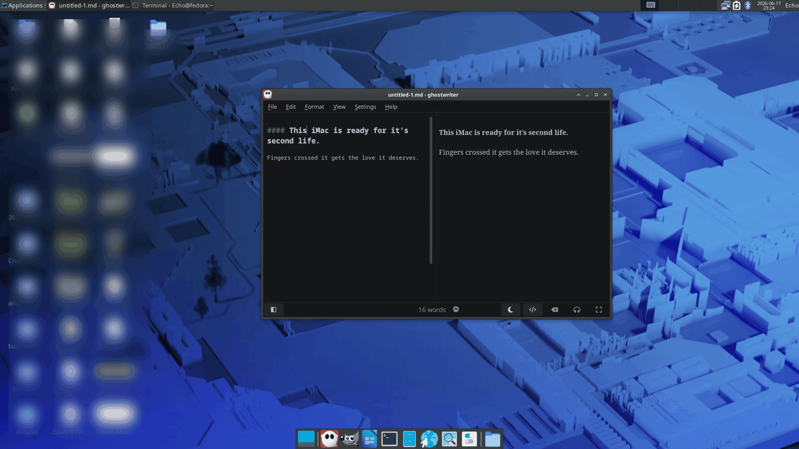 Fedora Xfce desktop screenshot.